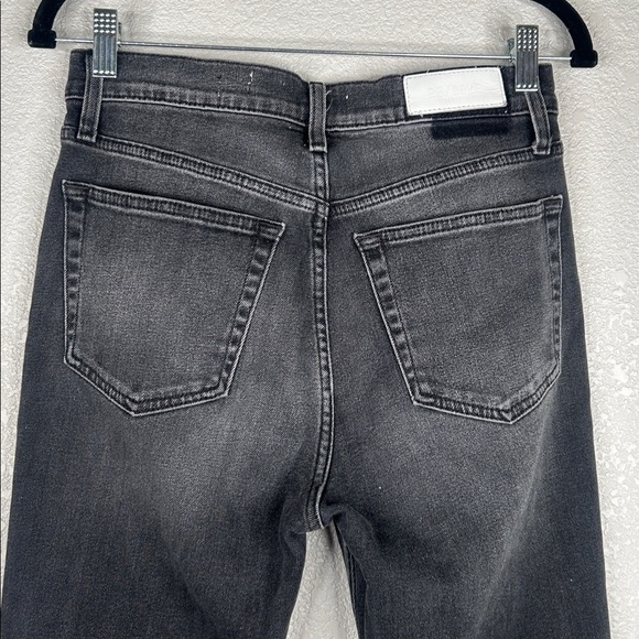 Re/Done Black Wash Button Fly Distressed Hem Skinny High Rise Jeans Size 28 - Picture 5 of 9
